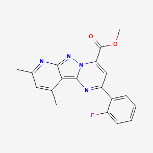 methyl 4-(2-fluorophenyl)-11,13-dimethyl-3,7,8,10-tetrazatricyclo[7.4.0.02,7]trideca-1,3,5,8,10,12-hexaene-6-carboxylate