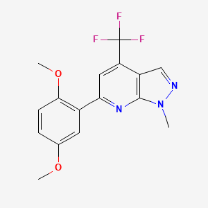 molecular formula C16H14F3N3O2 B4354154 6-(2,5-dimethoxyphenyl)-1-methyl-4-(trifluoromethyl)-1H-pyrazolo[3,4-b]pyridine 