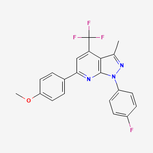 molecular formula C21H15F4N3O B4354166 1-(4-fluorophenyl)-6-(4-methoxyphenyl)-3-methyl-4-(trifluoromethyl)-1H-pyrazolo[3,4-b]pyridine 