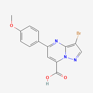 molecular formula C14H10BrN3O3 B4354239 3-bromo-5-(4-methoxyphenyl)pyrazolo[1,5-a]pyrimidine-7-carboxylic acid 