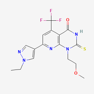 7-(1-ethyl-1H-pyrazol-4-yl)-1-(2-methoxyethyl)-2-sulfanyl-5-(trifluoromethyl)pyrido[2,3-d]pyrimidin-4(1H)-one