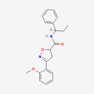 molecular formula C20H22N2O3 B4354288 3-(2-METHOXYPHENYL)-N~5~-(1-PHENYLPROPYL)-4,5-DIHYDRO-5-ISOXAZOLECARBOXAMIDE 