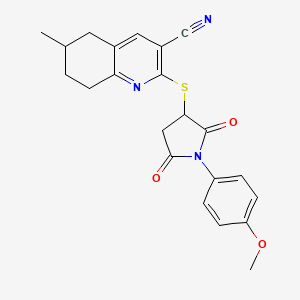 2-{[1-(4-methoxyphenyl)-2,5-dioxo-3-pyrrolidinyl]thio}-6-methyl-5,6,7,8-tetrahydro-3-quinolinecarbonitrile