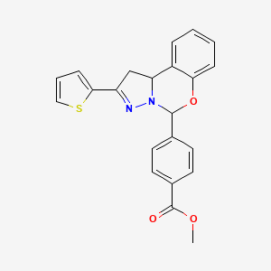 molecular formula C22H18N2O3S B4354368 methyl 4-[2-(2-thienyl)-1,10b-dihydropyrazolo[1,5-c][1,3]benzoxazin-5-yl]benzoate 