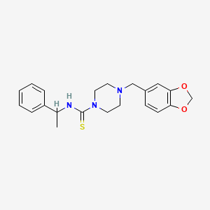 4-(1,3-benzodioxol-5-ylmethyl)-N-(1-phenylethyl)-1-piperazinecarbothioamide