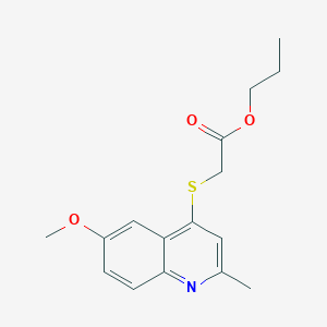 molecular formula C16H19NO3S B4354519 Propyl 2-(6-methoxy-2-methylquinolin-4-yl)sulfanylacetate 