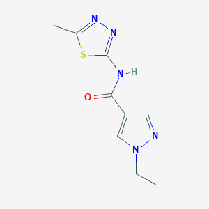 molecular formula C9H11N5OS B4354625 1-ethyl-N-(5-methyl-1,3,4-thiadiazol-2-yl)-1H-pyrazole-4-carboxamide 