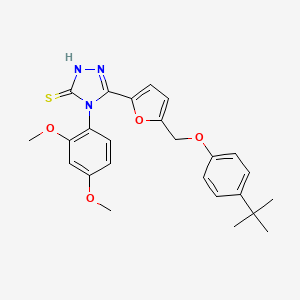 molecular formula C25H27N3O4S B4354635 5-(5-{[4-(TERT-BUTYL)PHENOXY]METHYL}-2-FURYL)-4-(2,4-DIMETHOXYPHENYL)-4H-1,2,4-TRIAZOL-3-YLHYDROSULFIDE 