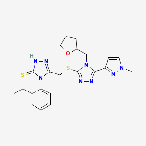 4-(2-ETHYLPHENYL)-5-({[5-(1-METHYL-1H-PYRAZOL-3-YL)-4-(TETRAHYDRO-2-FURANYLMETHYL)-4H-1,2,4-TRIAZOL-3-YL]SULFANYL}METHYL)-4H-1,2,4-TRIAZOL-3-YLHYDROSULFIDE