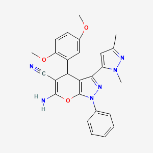 6-AMINO-4-(2,5-DIMETHOXYPHENYL)-3-(1,3-DIMETHYL-1H-PYRAZOL-5-YL)-1-PHENYL-1,4-DIHYDROPYRANO[2,3-C]PYRAZOL-5-YL CYANIDE