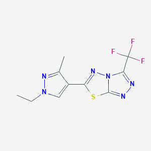 molecular formula C10H9F3N6S B4354766 6-(1-ethyl-3-methyl-1H-pyrazol-4-yl)-3-(trifluoromethyl)[1,2,4]triazolo[3,4-b][1,3,4]thiadiazole 