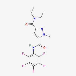 molecular formula C16H15F5N4O2 B4354772 N,N-DIETHYL-1-METHYL-N-(2,3,4,5,6-PENTAFLUOROPHENYL)-1H-PYRAZOLE-3,5-DICARBOXAMIDE 