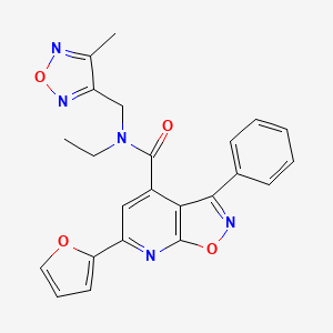 molecular formula C23H19N5O4 B4354798 N-ethyl-6-(2-furyl)-N-[(4-methyl-1,2,5-oxadiazol-3-yl)methyl]-3-phenylisoxazolo[5,4-b]pyridine-4-carboxamide 