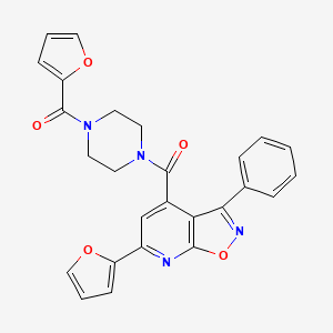 molecular formula C26H20N4O5 B4354811 1-(FURAN-2-CARBONYL)-4-[6-(FURAN-2-YL)-3-PHENYL-[1,2]OXAZOLO[5,4-B]PYRIDINE-4-CARBONYL]PIPERAZINE 