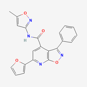 molecular formula C21H14N4O4 B4354818 6-(2-furyl)-N-(5-methyl-3-isoxazolyl)-3-phenylisoxazolo[5,4-b]pyridine-4-carboxamide 