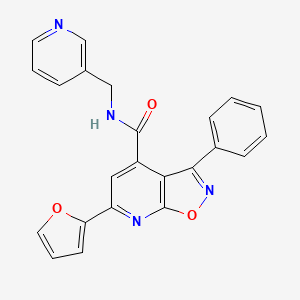 molecular formula C23H16N4O3 B4354827 6-(2-furyl)-3-phenyl-N-(3-pyridylmethyl)isoxazolo[5,4-b]pyridine-4-carboxamide 