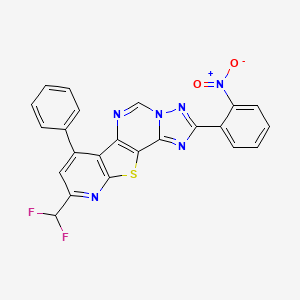 13-(difluoromethyl)-4-(2-nitrophenyl)-11-phenyl-16-thia-3,5,6,8,14-pentazatetracyclo[7.7.0.02,6.010,15]hexadeca-1(9),2,4,7,10(15),11,13-heptaene