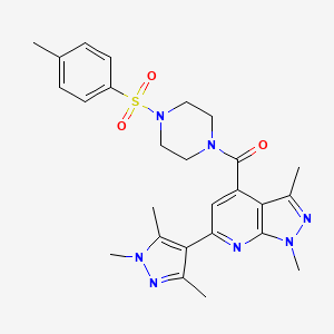 molecular formula C26H31N7O3S B4354897 [1,3-DIMETHYL-6-(1,3,5-TRIMETHYL-1H-PYRAZOL-4-YL)-1H-PYRAZOLO[3,4-B]PYRIDIN-4-YL]{4-[(4-METHYLPHENYL)SULFONYL]PIPERAZINO}METHANONE 