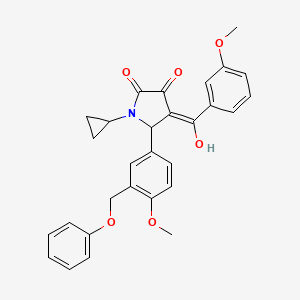 molecular formula C29H27NO6 B4354934 1-cyclopropyl-3-hydroxy-4-(3-methoxybenzoyl)-5-[4-methoxy-3-(phenoxymethyl)phenyl]-1,5-dihydro-2H-pyrrol-2-one 