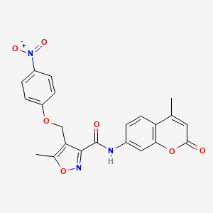 5-methyl-N-(4-methyl-2-oxo-2H-chromen-7-yl)-4-[(4-nitrophenoxy)methyl]-3-isoxazolecarboxamide