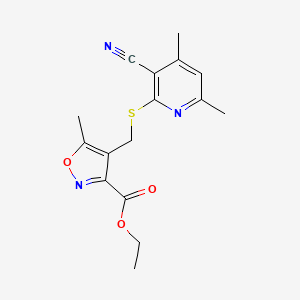 molecular formula C16H17N3O3S B4354965 Ethyl 4-{[(3-cyano-4,6-dimethylpyridin-2-yl)sulfanyl]methyl}-5-methyl-1,2-oxazole-3-carboxylate 