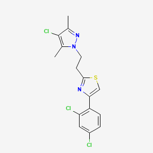 molecular formula C16H14Cl3N3S B4354984 2-[2-(4-chloro-3,5-dimethyl-1H-pyrazol-1-yl)ethyl]-4-(2,4-dichlorophenyl)-1,3-thiazole 