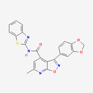 molecular formula C22H14N4O4S B4355082 3-(1,3-BENZODIOXOL-5-YL)-N-(1,3-BENZOTHIAZOL-2-YL)-6-METHYLISOXAZOLO[5,4-B]PYRIDINE-4-CARBOXAMIDE 