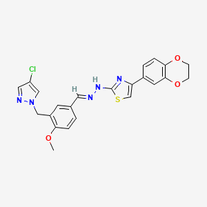 3-[(4-CHLORO-1H-PYRAZOL-1-YL)METHYL]-4-METHOXYBENZALDEHYDE 1-[4-(2,3-DIHYDRO-1,4-BENZODIOXIN-6-YL)-1,3-THIAZOL-2-YL]HYDRAZONE