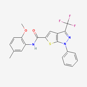 N-(2-methoxy-5-methylphenyl)-1-phenyl-3-(trifluoromethyl)-1H-thieno[2,3-c]pyrazole-5-carboxamide