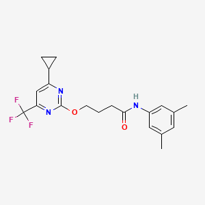 molecular formula C20H22F3N3O2 B4355229 4-{[4-cyclopropyl-6-(trifluoromethyl)-2-pyrimidinyl]oxy}-N-(3,5-dimethylphenyl)butanamide 