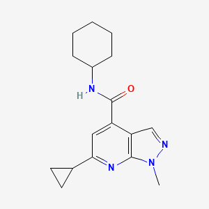 molecular formula C17H22N4O B4355290 N-cyclohexyl-6-cyclopropyl-1-methyl-1H-pyrazolo[3,4-b]pyridine-4-carboxamide 