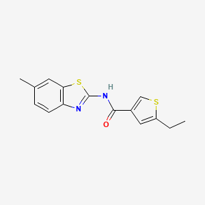 molecular formula C15H14N2OS2 B4355349 5-ethyl-N-(6-methyl-1,3-benzothiazol-2-yl)-3-thiophenecarboxamide 