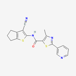 molecular formula C18H14N4OS2 B4355357 N-(3-CYANO-5,6-DIHYDRO-4H-CYCLOPENTA[B]THIOPHEN-2-YL)-4-METHYL-2-(3-PYRIDYL)-1,3-THIAZOLE-5-CARBOXAMIDE 