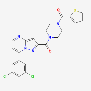 molecular formula C22H17Cl2N5O2S B4355429 [7-(3,5-DICHLOROPHENYL)PYRAZOLO[1,5-A]PYRIMIDIN-2-YL][4-(2-THIENYLCARBONYL)PIPERAZINO]METHANONE 