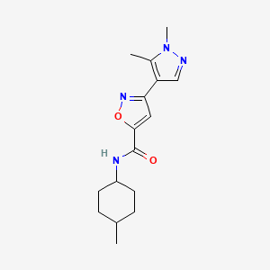 molecular formula C16H22N4O2 B4355437 3-(1,5-dimethyl-1H-pyrazol-4-yl)-N-(4-methylcyclohexyl)-5-isoxazolecarboxamide 