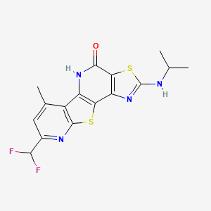 13-(difluoromethyl)-11-methyl-4-(propan-2-ylamino)-5,16-dithia-3,8,14-triazatetracyclo[7.7.0.02,6.010,15]hexadeca-1(9),2(6),3,10(15),11,13-hexaen-7-one