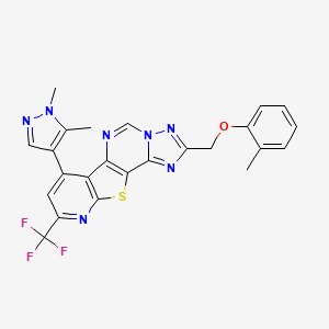 11-(1,5-dimethylpyrazol-4-yl)-4-[(2-methylphenoxy)methyl]-13-(trifluoromethyl)-16-thia-3,5,6,8,14-pentazatetracyclo[7.7.0.02,6.010,15]hexadeca-1(9),2,4,7,10(15),11,13-heptaene