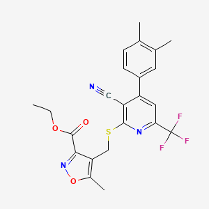 ETHYL 4-({[3-CYANO-4-(3,4-DIMETHYLPHENYL)-6-(TRIFLUOROMETHYL)-2-PYRIDYL]SULFANYL}METHYL)-5-METHYL-3-ISOXAZOLECARBOXYLATE