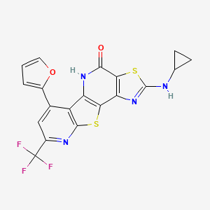 4-(cyclopropylamino)-11-(furan-2-yl)-13-(trifluoromethyl)-5,16-dithia-3,8,14-triazatetracyclo[7.7.0.02,6.010,15]hexadeca-1(9),2(6),3,10(15),11,13-hexaen-7-one