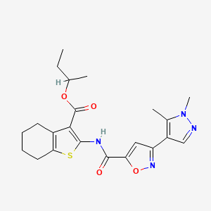 molecular formula C22H26N4O4S B4355505 sec-butyl 2-({[3-(1,5-dimethyl-1H-pyrazol-4-yl)-5-isoxazolyl]carbonyl}amino)-4,5,6,7-tetrahydro-1-benzothiophene-3-carboxylate 