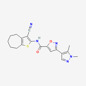 N-(3-CYANO-5,6,7,8-TETRAHYDRO-4H-CYCLOHEPTA[B]THIOPHEN-2-YL)-3-(1,5-DIMETHYL-1H-PYRAZOL-4-YL)-5-ISOXAZOLECARBOXAMIDE