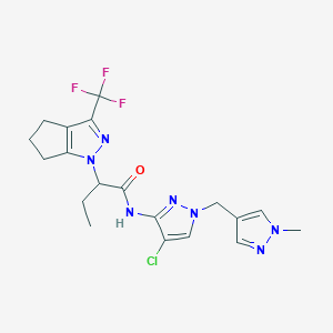 N-{4-chloro-1-[(1-methyl-1H-pyrazol-4-yl)methyl]-1H-pyrazol-3-yl}-2-[3-(trifluoromethyl)-5,6-dihydrocyclopenta[c]pyrazol-1(4H)-yl]butanamide