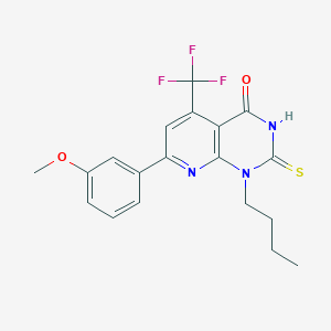 molecular formula C19H18F3N3O2S B4355766 1-butyl-7-(3-methoxyphenyl)-2-sulfanyl-5-(trifluoromethyl)pyrido[2,3-d]pyrimidin-4(1H)-one CAS No. 938001-66-2