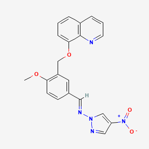 N-((E)-1-{4-METHOXY-3-[(8-QUINOLYLOXY)METHYL]PHENYL}METHYLIDENE)-N-(4-NITRO-1H-PYRAZOL-1-YL)AMINE