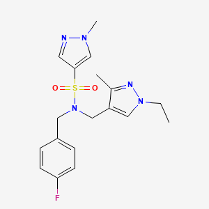 molecular formula C18H22FN5O2S B4355791 N-[(1-ethyl-3-methyl-1H-pyrazol-4-yl)methyl]-N-(4-fluorobenzyl)-1-methyl-1H-pyrazole-4-sulfonamide 