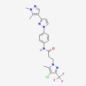 molecular formula C22H21ClF3N7O B4355810 3-[4-chloro-5-methyl-3-(trifluoromethyl)-1H-pyrazol-1-yl]-N-[4-(1',5'-dimethyl-1H,1'H-3,4'-bipyrazol-1-yl)phenyl]propanamide 