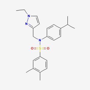 molecular formula C23H29N3O2S B4355814 N-[(1-ETHYL-1H-PYRAZOL-3-YL)METHYL]-N-(4-ISOPROPYLPHENYL)-3,4-DIMETHYL-1-BENZENESULFONAMIDE 