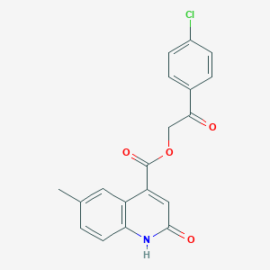 molecular formula C19H14ClNO4 B435582 2-(4-Chlorophenyl)-2-oxoethyl 2-hydroxy-6-methyl-4-quinolinecarboxylate CAS No. 355394-18-2