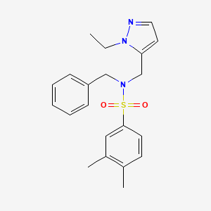 molecular formula C21H25N3O2S B4355823 N-BENZYL-N-[(1-ETHYL-1H-PYRAZOL-5-YL)METHYL]-3,4-DIMETHYL-1-BENZENESULFONAMIDE 