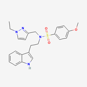 molecular formula C23H26N4O3S B4355831 N-[(1-ETHYL-1H-PYRAZOL-3-YL)METHYL]-N-[2-(1H-INDOL-3-YL)ETHYL]-4-METHOXY-1-BENZENESULFONAMIDE 